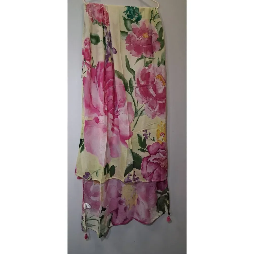 Sapphire womens long scarf pink yellow lightweight cotton spring summer
